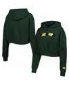The Wild Collective Women's  Green Green Bay Packers Cropped Pullover Hoodie In Green