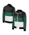 The Wild Collective Green Michigan State Spartans Color-block Puffer Full-zip Jacket In Green