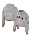 The Wild Collective Heather Gray Auburn Tigers Cropped Shimmer Pullover Hoodie In Heather Gray