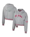The Wild Collective Heather Gray Alabama Crimson Tide Cropped Shimmer Pullover Hoodie In Gray