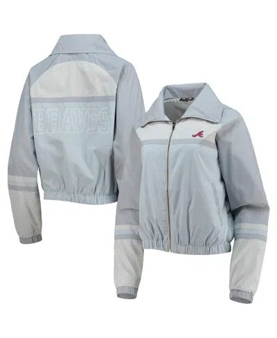 The Wild Collective Women's  Light Blue Atlanta Braves Colorblock Track Raglan Full-zip Jacket