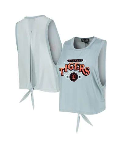 The Wild Collective Women's  Light Blue Detroit Tigers Open Back Twist-tie Tank Top