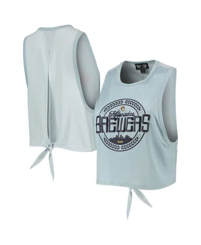 The Wild Collective Women's  Light Blue Milwaukee Brewers Open Back Twist-tie Tank Top