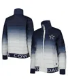 The Wild Collective Women's  Navy, Silver Dallas Cowboys Color Block Full-zip Puffer Jacket In Navy,silver