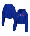 The Wild Collective Women's  Royal Buffalo Bills Cropped Pullover Hoodie In Royal