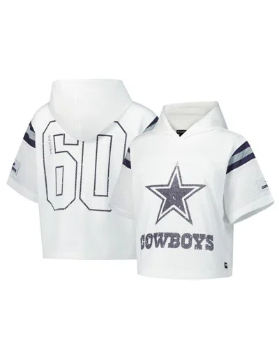 The Wild Collective Women's White Dallas Cowboys Mesh Short Sleeve Hoodie T-shirt