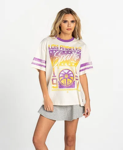 The Wild Collective Women's White Los Angeles Sparks Drop-shoulder Oversized T-shirt In Multi