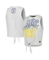 The Wild Collective Women's White Milwaukee Brewers Twisted Tie Front Tank Top In White