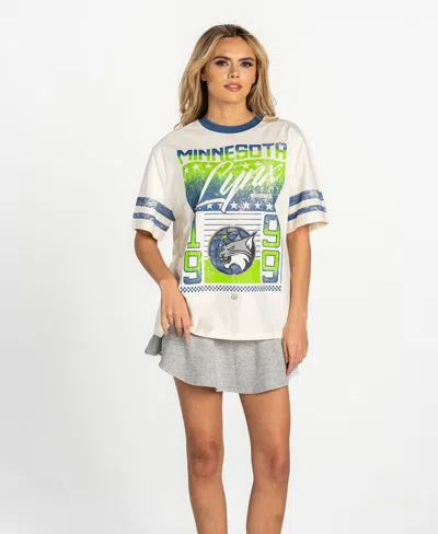 The Wild Collective Women's White Minnesota Lynx Drop-shoulder Oversized T-shirt In Multi