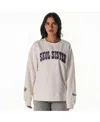 The Wild Collective Women's White Minnesota Vikings Rock Crystal Oversized Crewneck Sweatshirt In White