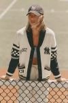 The Wild Collective X Anthro Ny Yankees Mlb Cotton Cardigan Sweater In Blue