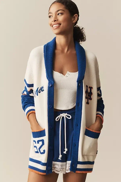 The Wild Collective X Anthropologie Mlb Cotton Cardigan Sweater In White