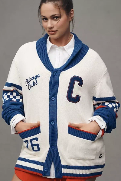 The Wild Collective X Anthropologie Mlb Cotton Cardigan Sweater In White