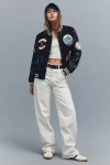 The Wild Collective X Anthropologie Mlb Letterman Jacket In Black