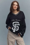 The Wild Collective X Anthropologie Mlb Long-sleeve Mini Dress In Black