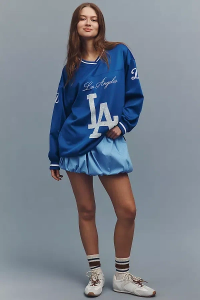 The Wild Collective X Anthropologie Mlb Long-sleeve Mini Dress In Blue