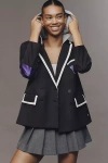 The Wild Collective X Anthropologie Ncaa Piped Blazer Jacket In Purple