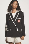 The Wild Collective X Anthropologie Ncaa Piped Blazer Jacket In Black