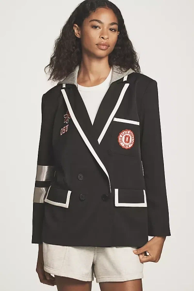 The Wild Collective X Anthropologie Ncaa Piped Blazer Jacket In Black