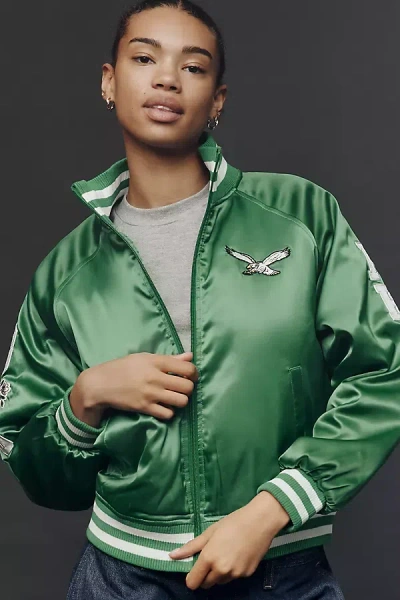 The Wild Collective X Anthropologie Nfl Bomber Jacket In Green