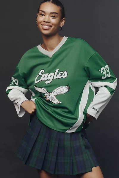 The Wild Collective X Anthropologie Nfl Long-sleeve Jersey Top In Green