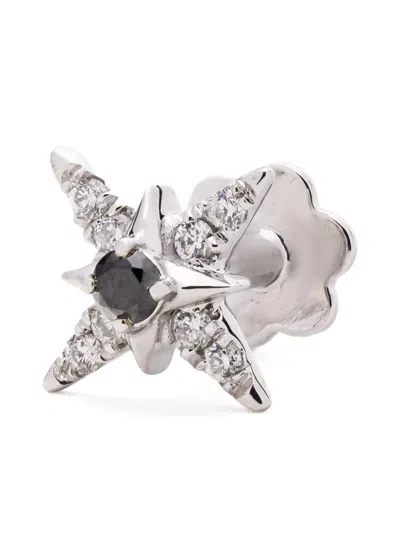 The Wild Jwls 14k White Gold Star Diamond Earring In Silver