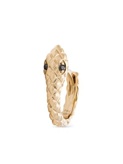 The Wild Jwls 14k Yellow Gold Snake Diamond Hoop Earring