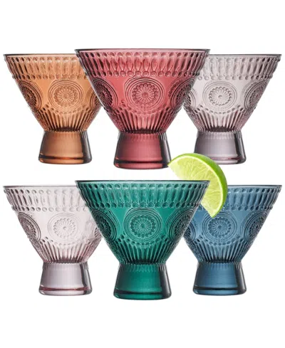 The Wine Savant Art Deco Vintage Colored Stemless Martini Glasses, Set Of 6 In Multicolor
