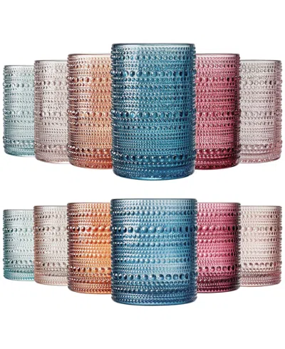 The Wine Savant Beaded Hobnail Drinking Glasses, Set Of 12 In Multicolor