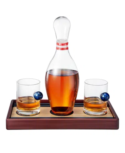 The Wine Savant Bowling Pin 3-pc. Whiskey Decanter Set In Transparent