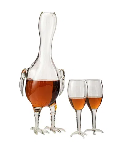 The Wine Savant Chicken Shaped 17 Oz. Decanter Set In Transparent