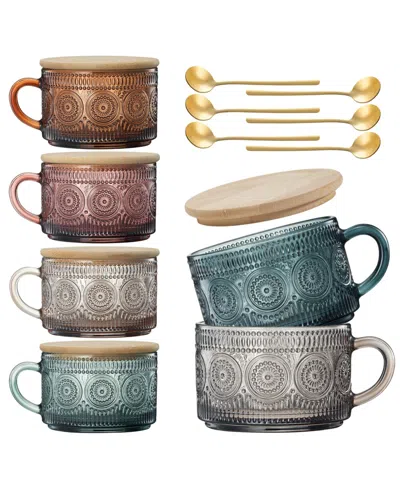 The Wine Savant Colored Vintage Coffee Mugs, Set Of 6 In Multicolor