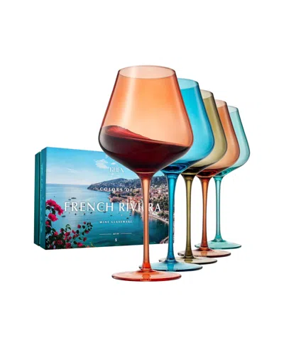 The Wine Savant Colors Of French Riviera Coastline Wine Glasses, Set Of 5 In Multicolor
