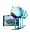 The Wine Savant Colors Of Hawaii Beach Wine Glasses, Set Of 5 In Blue