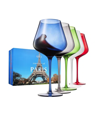 The Wine Savant Colors Of Paris France Wine Glasses, Set Of 5 In Multicolor