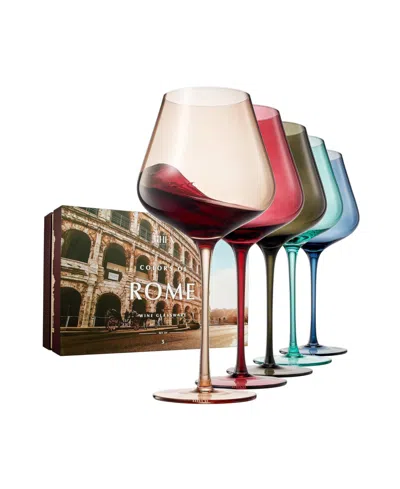 The Wine Savant Colors Of Rome Italy Wine Glasses, Set Of 5 In Multicolor