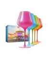 The Wine Savant Colors Of South Beach Miami Wine Glasses, Set Of 5 In Multicolor