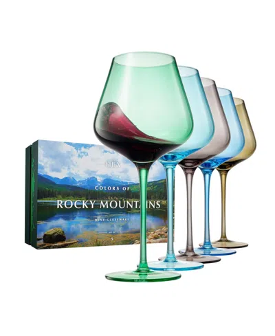 The Wine Savant Colors Of The Rocky Mountains Wine Glasses, Set Of 5 In Multicolor