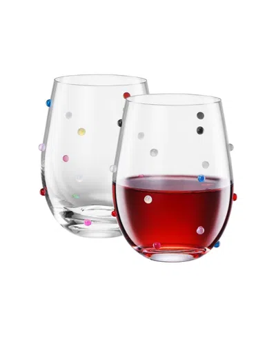 The Wine Savant Confetti Polka Dot Stemless Wine Glasses, Set Of 2 In Multi