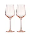 The Wine Savant Contemporary Wine Glasses, Set Of 2 In Light Pink