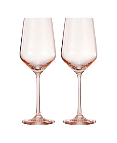 The Wine Savant Contemporary Wine Glasses, Set Of 2 In Light Pink
