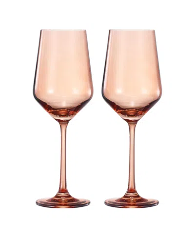 The Wine Savant Contemporary Wine Glasses, Set Of 2 In Muted Orange