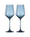 The Wine Savant Contemporary Wine Glasses, Set Of 2 In Ocean Blue