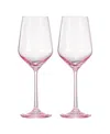The Wine Savant Contemporary Wine Glasses, Set Of 2 In Poptail Pink