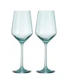 The Wine Savant Contemporary Wine Glasses, Set Of 2 In Teal