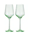The Wine Savant Contemporary Wine Glasses, Set Of 2 In Verdelight Green