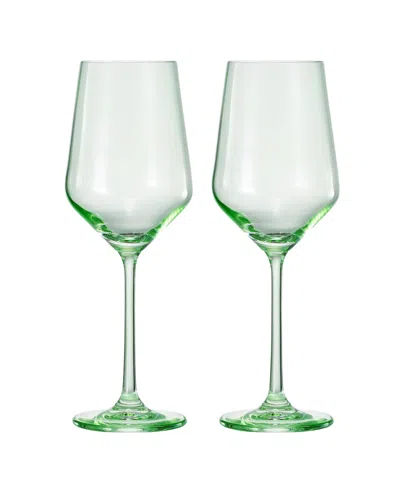 The Wine Savant Contemporary Wine Glasses, Set Of 2 In Verdelight Green