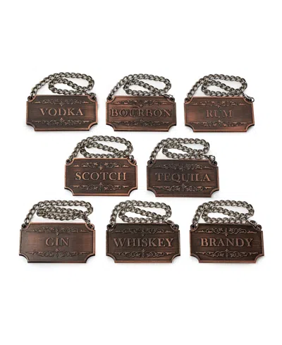 The Wine Savant Decanter Tags Copper For Alcohol, Set Of 8 In Brown