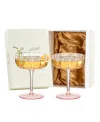 The Wine Savant Flower Coupe Cocktail Glasses, Set Of 2 In Pink