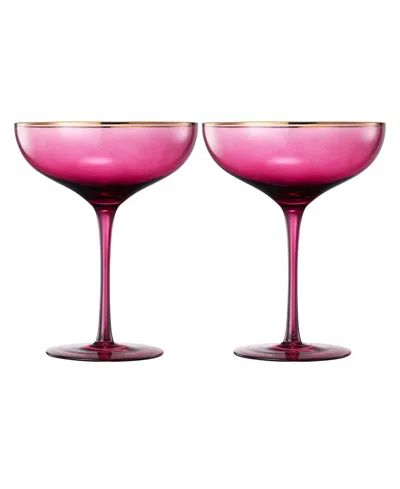 The Wine Savant Gilded Rim Coupe Glasses, Set Of 2 In Purple